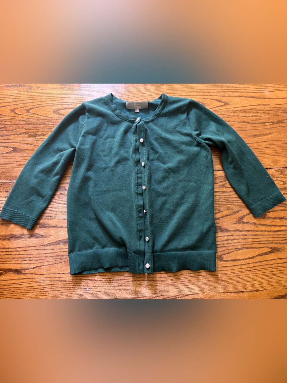 Berkley Jensen Forest Green Cardigan Blingy Buttons Medium